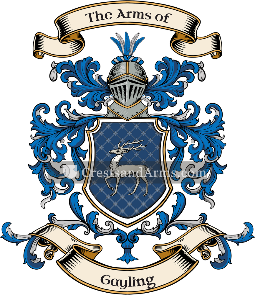 The Gayling coat of arms, drawn from the recorded blazon
