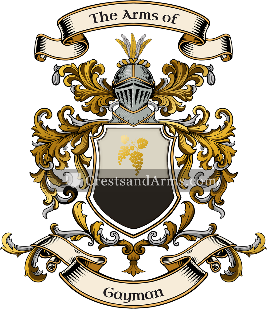 The Gayman coat of arms, drawn from the recorded blazon