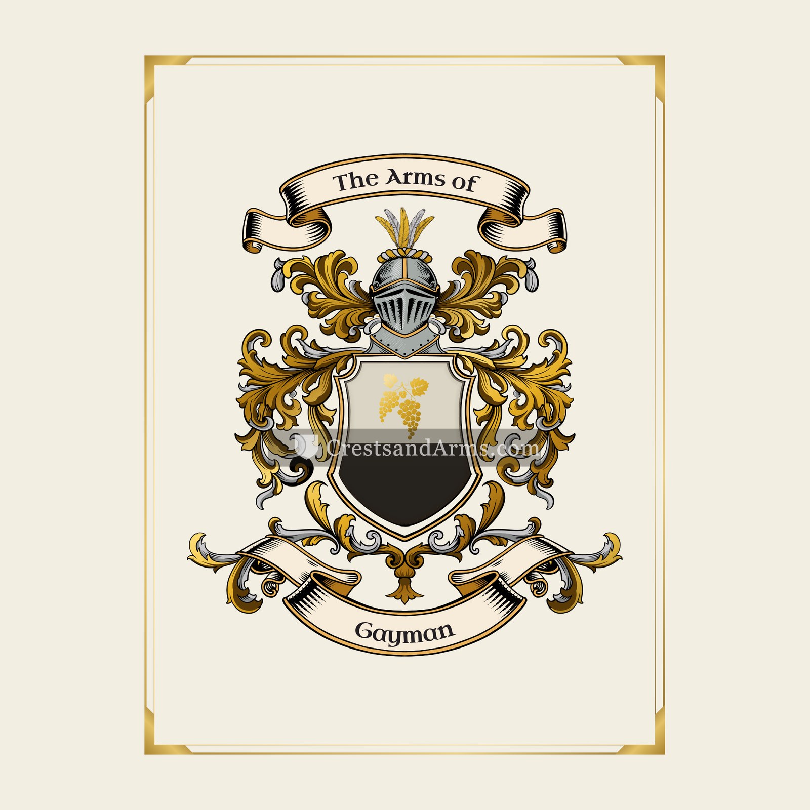 With gold border
