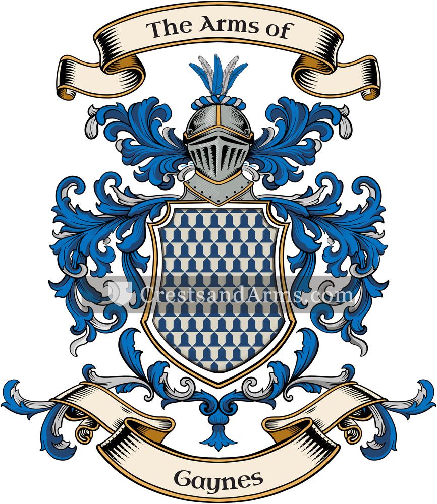 The Gaynes coat of arms, drawn from the recorded blazon