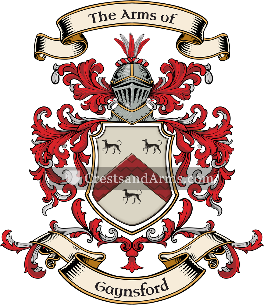 The Gaynsford coat of arms, drawn from the recorded blazon
