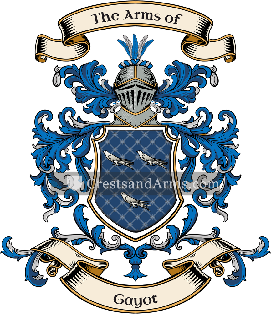 The Gayot coat of arms, drawn from the recorded blazon
