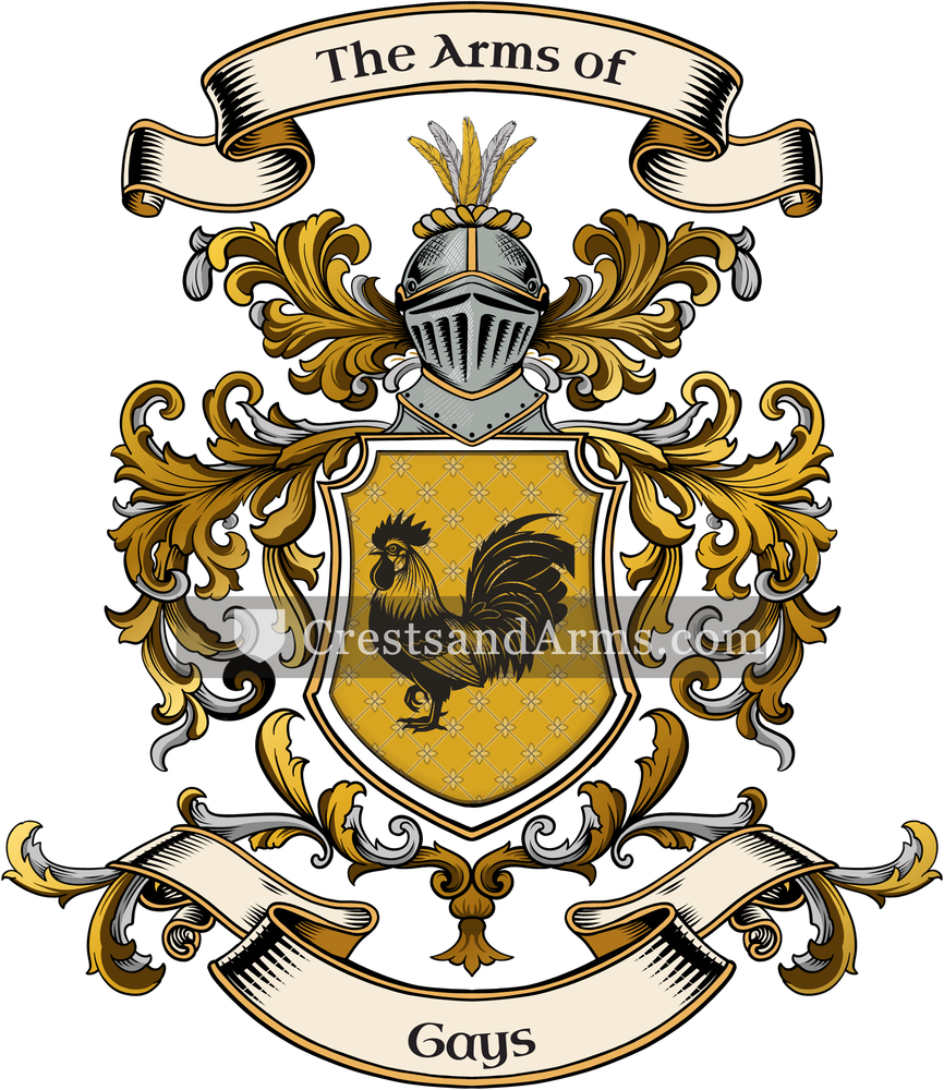 The Gays coat of arms, drawn from the recorded blazon