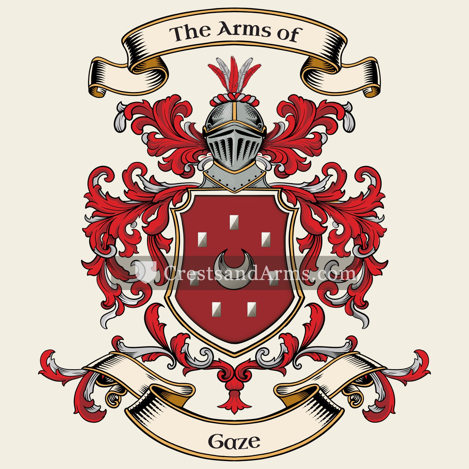 The Gaze coat of arms, drawn from the recorded blazon