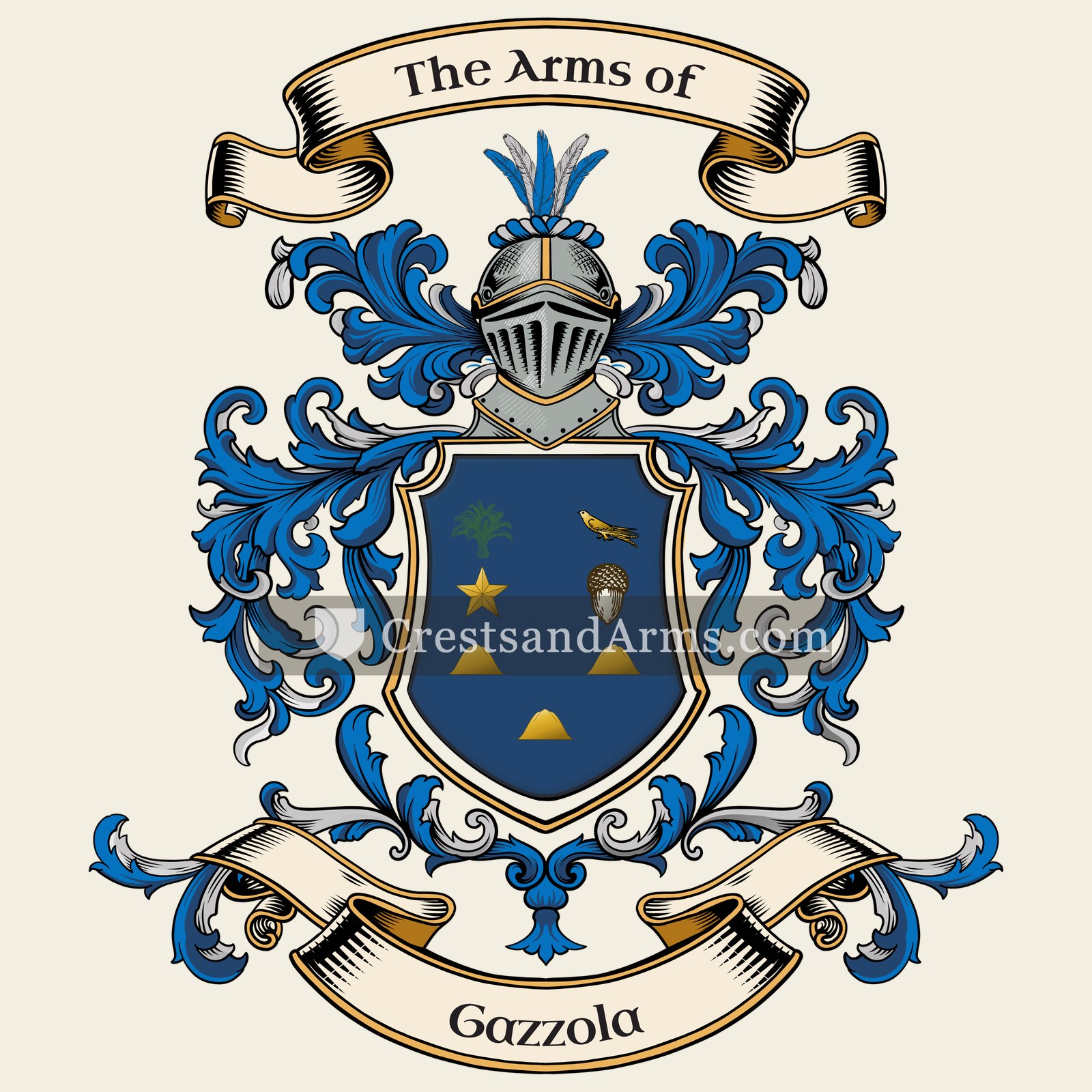 The Gazzola coat of arms, drawn from the recorded blazon
