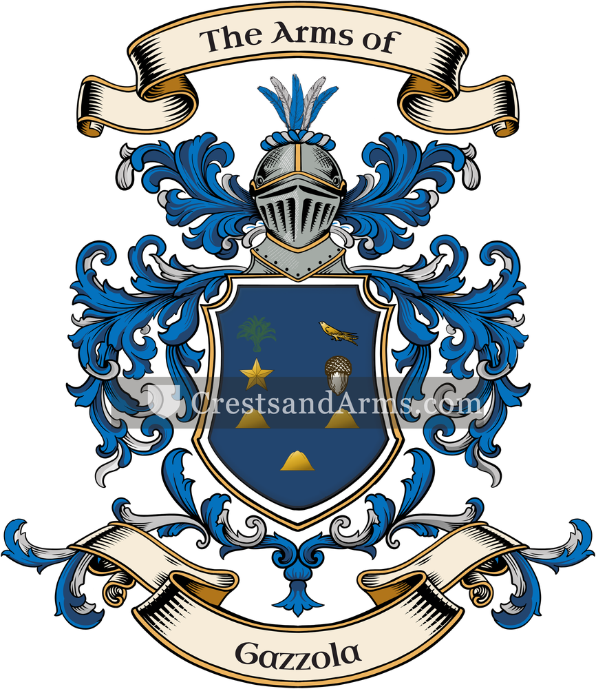 The Gazzola coat of arms, drawn from the recorded blazon