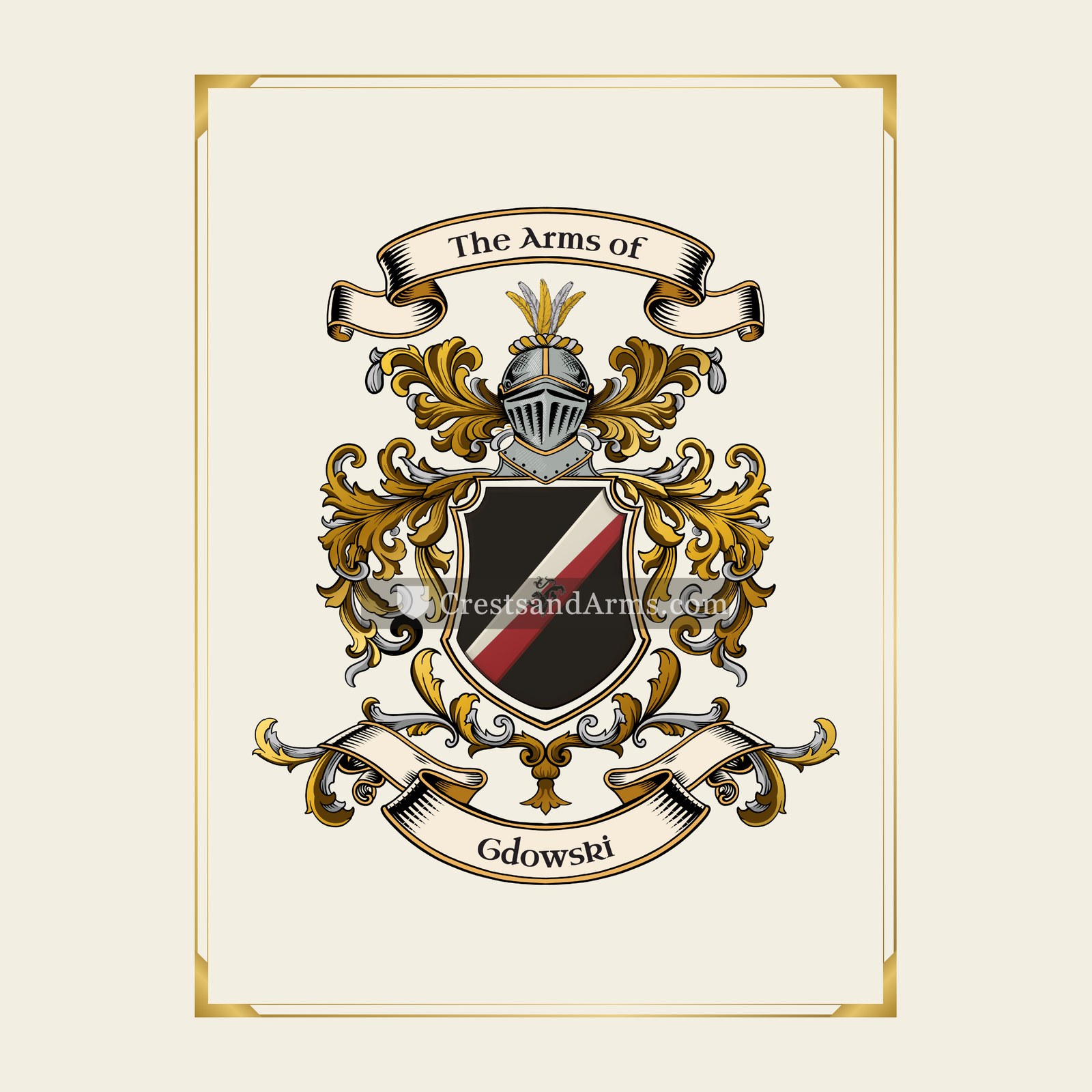 With gold border