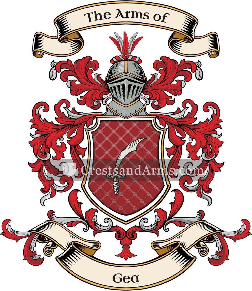 The Gea coat of arms, drawn from the recorded blazon