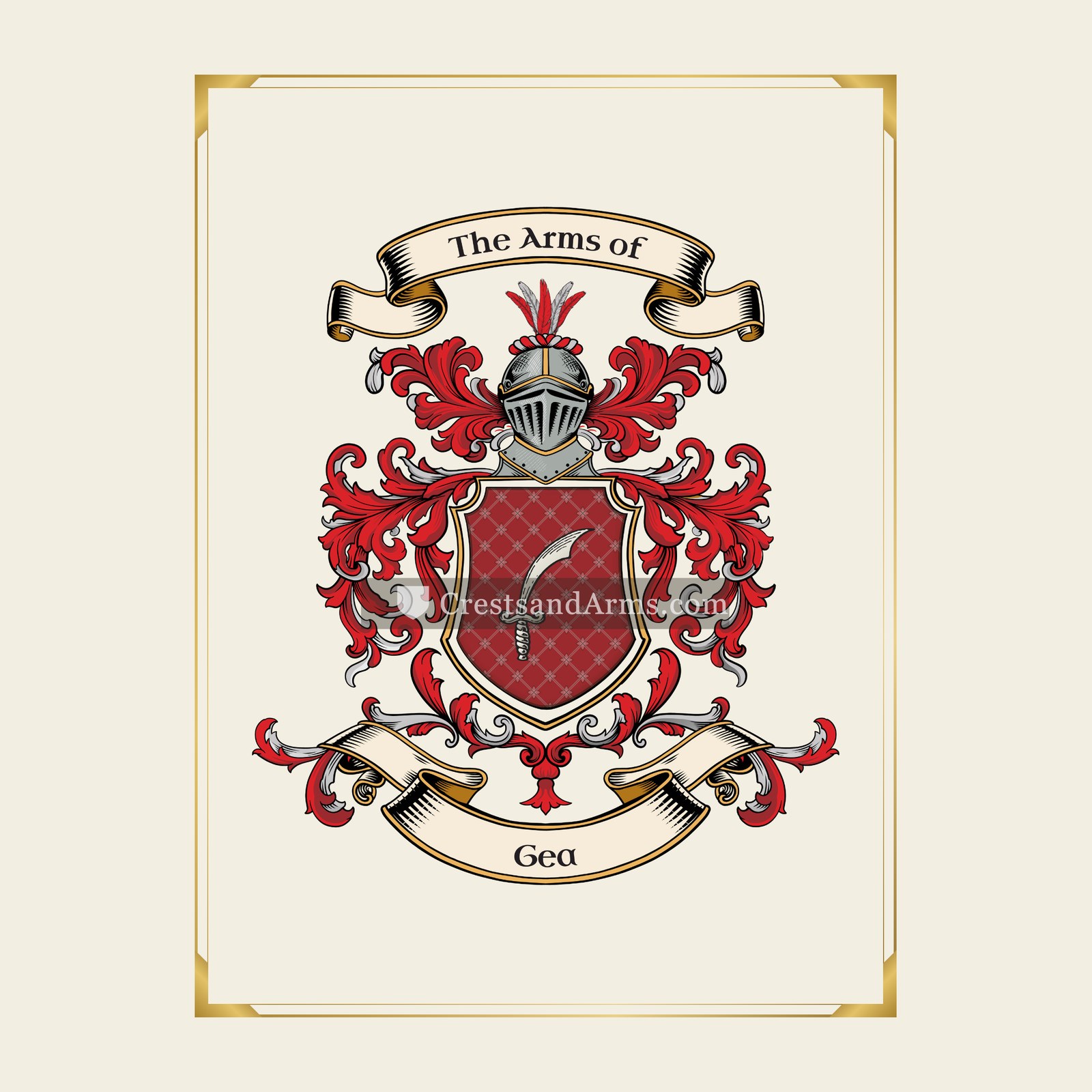 With gold border