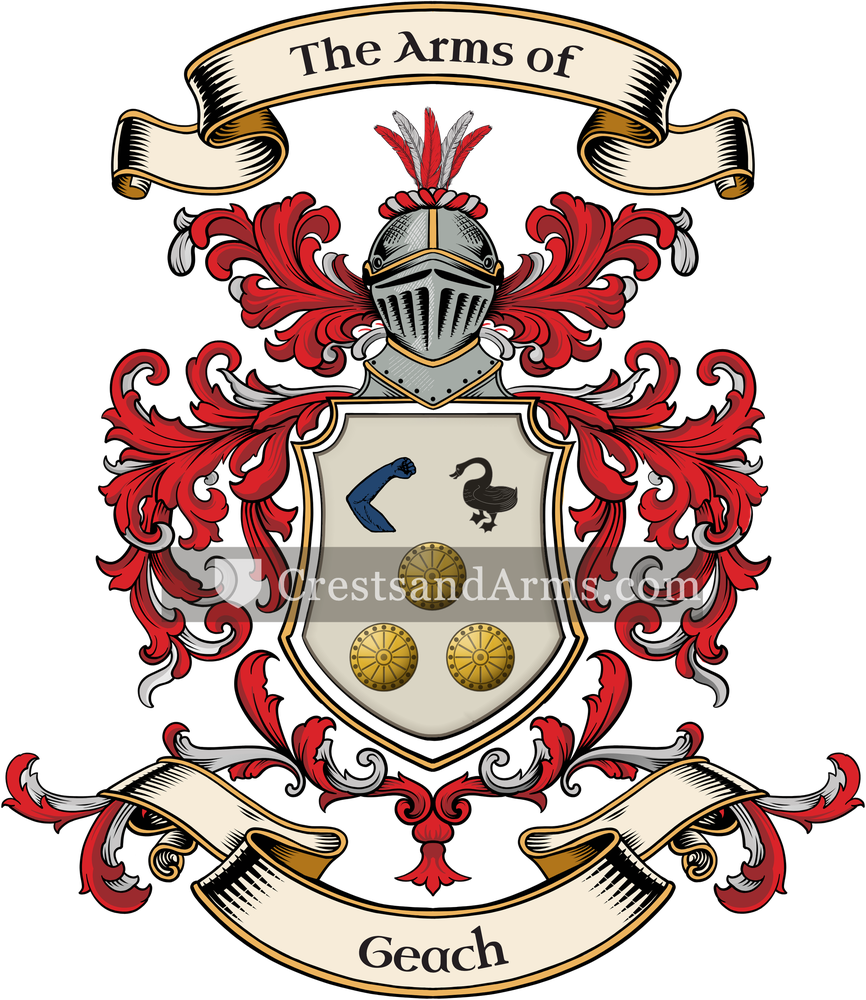 The Geach coat of arms, drawn from the recorded blazon
