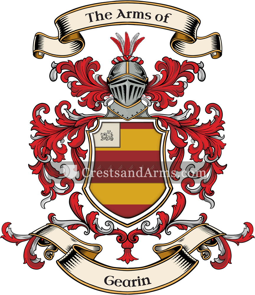 The Gearin coat of arms, drawn from the recorded blazon