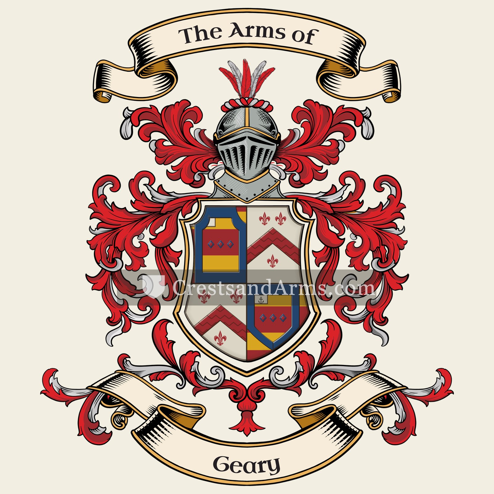 The Geary coat of arms, drawn from the recorded blazon