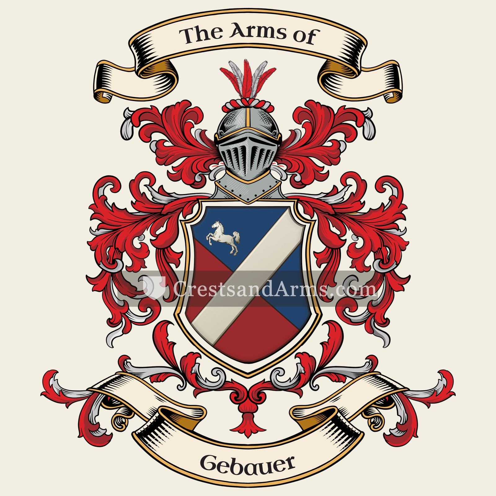 The Gebauer coat of arms, drawn from the recorded blazon