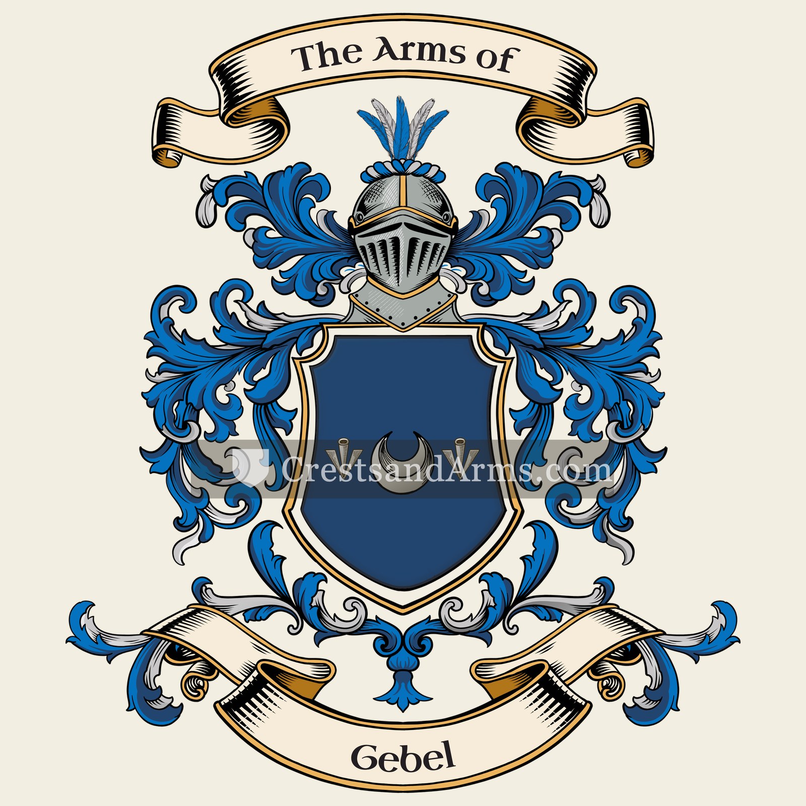 The Gebel coat of arms, drawn from the recorded blazon