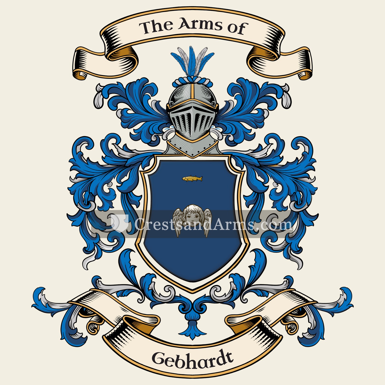 The Gebhardt coat of arms, drawn from the recorded blazon
