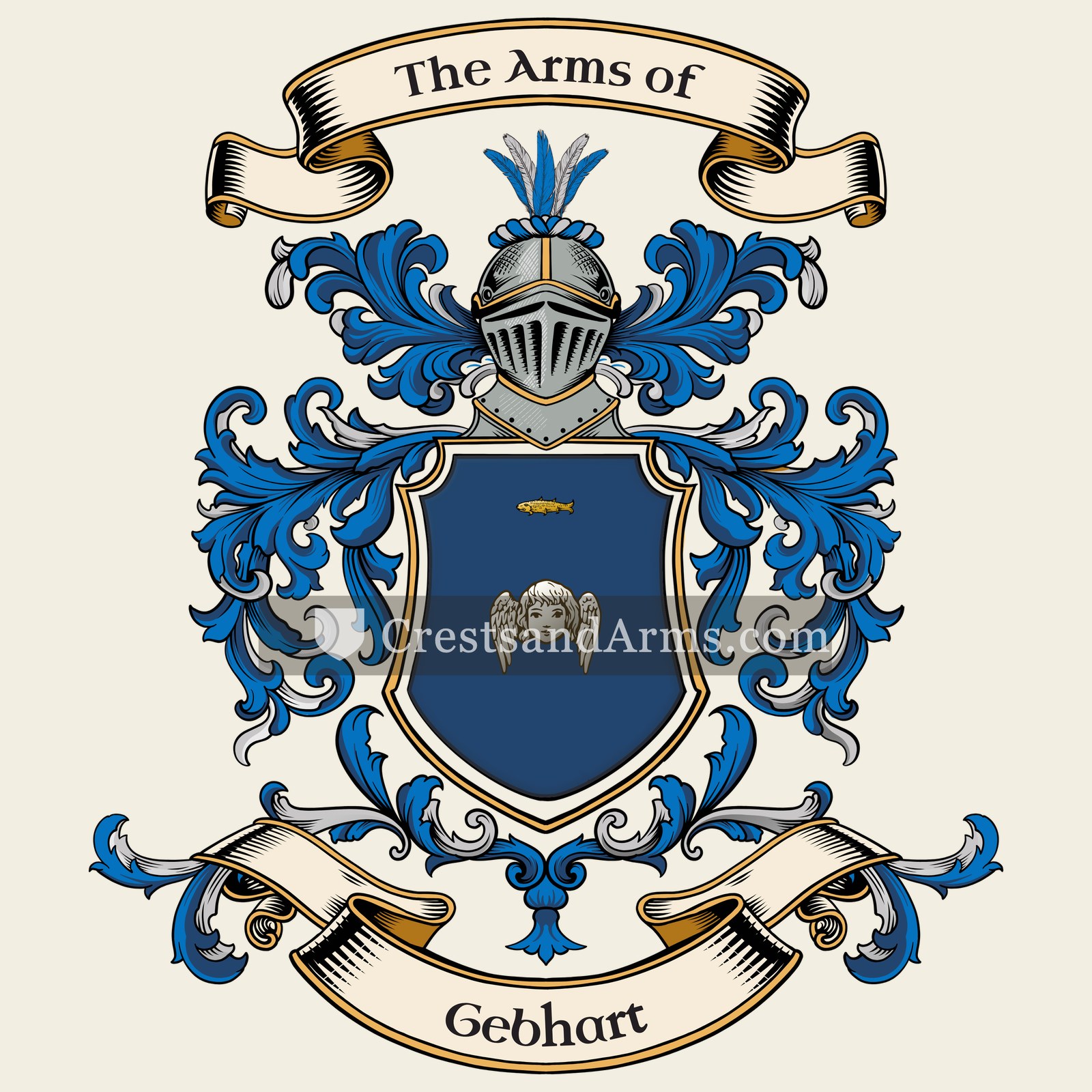 The Gebhart coat of arms, drawn from the recorded blazon