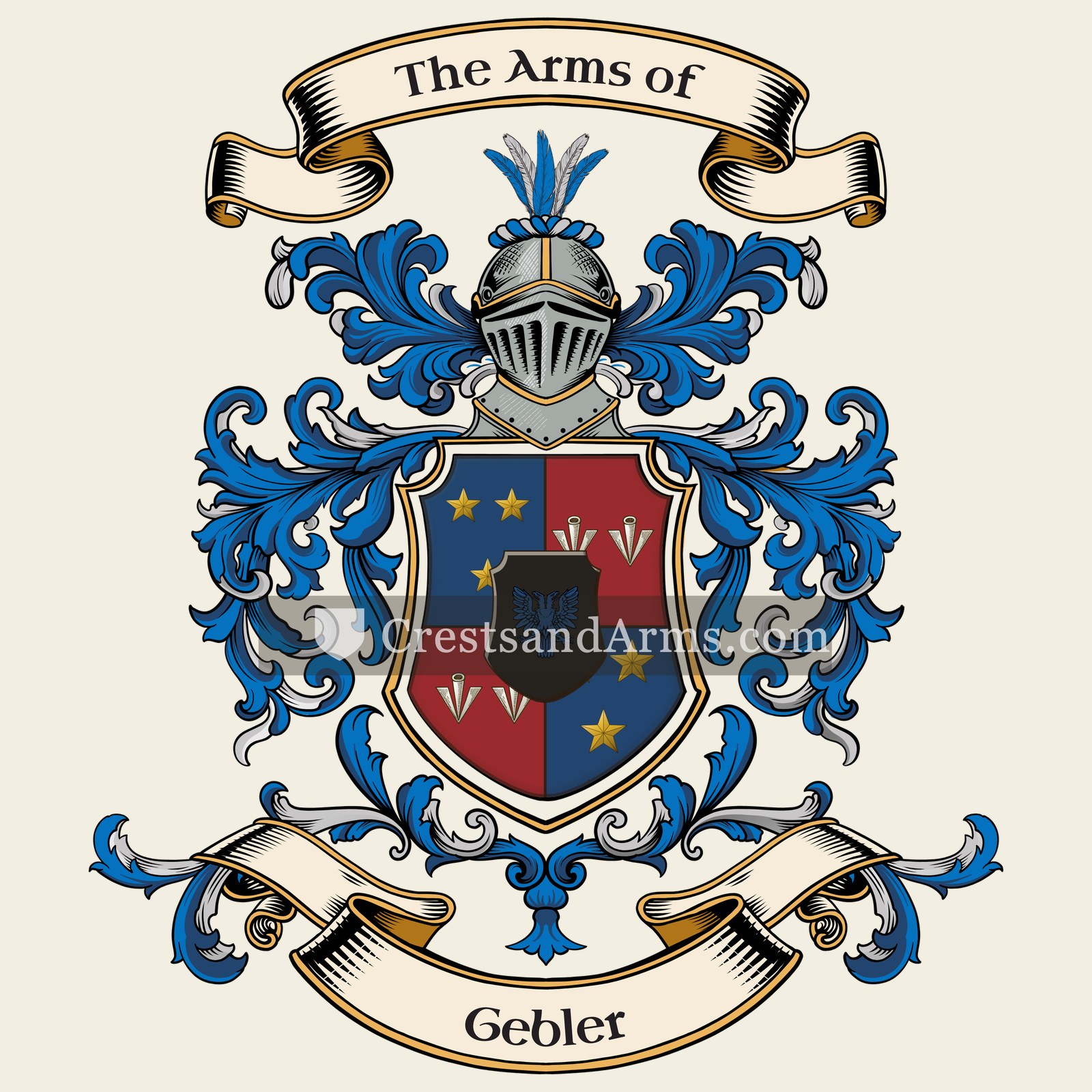 The Gebler coat of arms, drawn from the recorded blazon