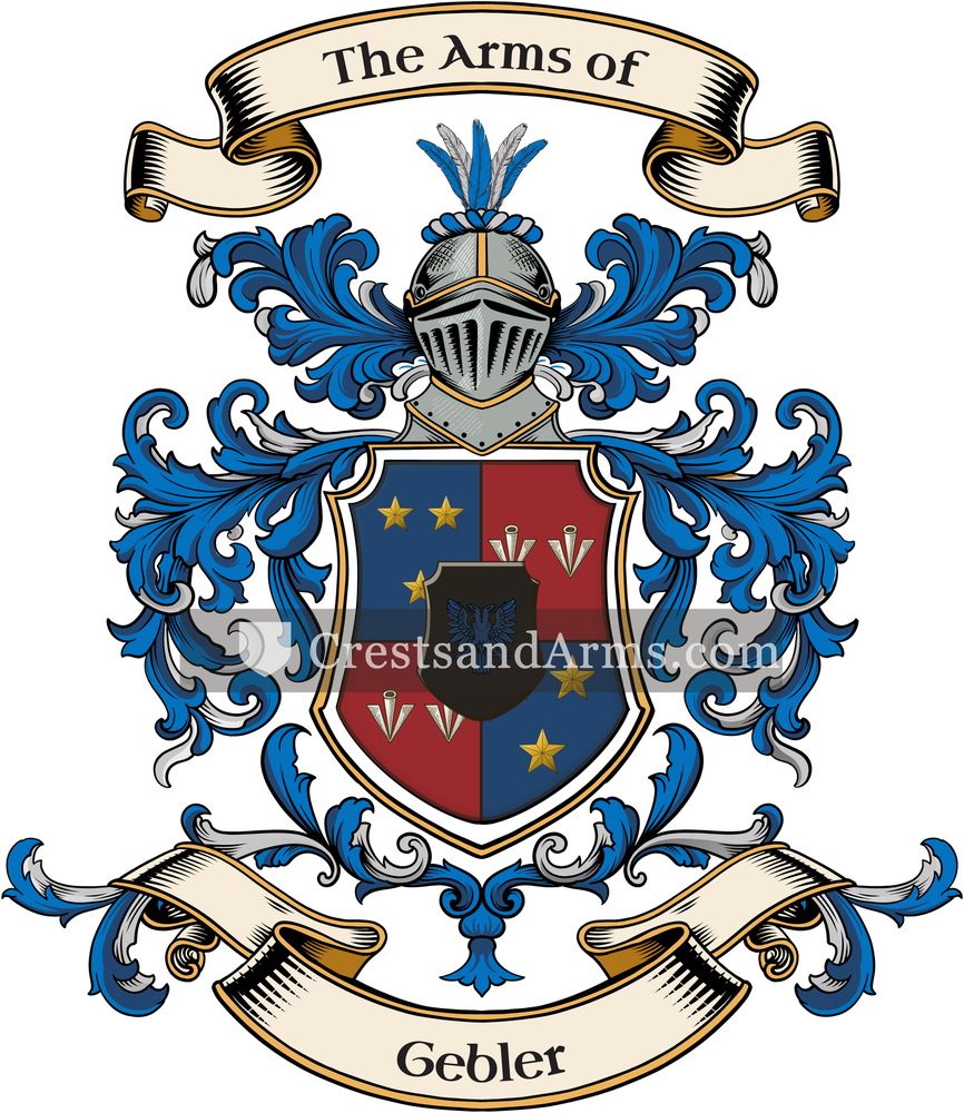 The Gebler coat of arms, drawn from the recorded blazon