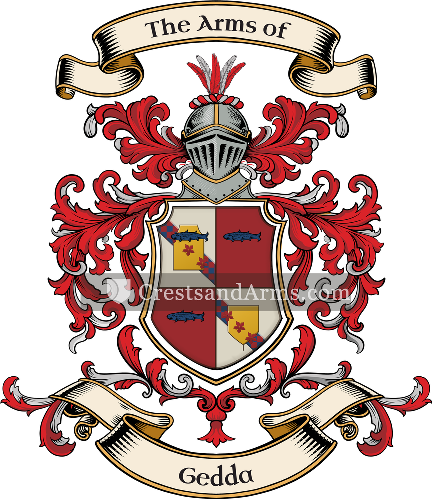 The Gedda coat of arms, drawn from the recorded blazon