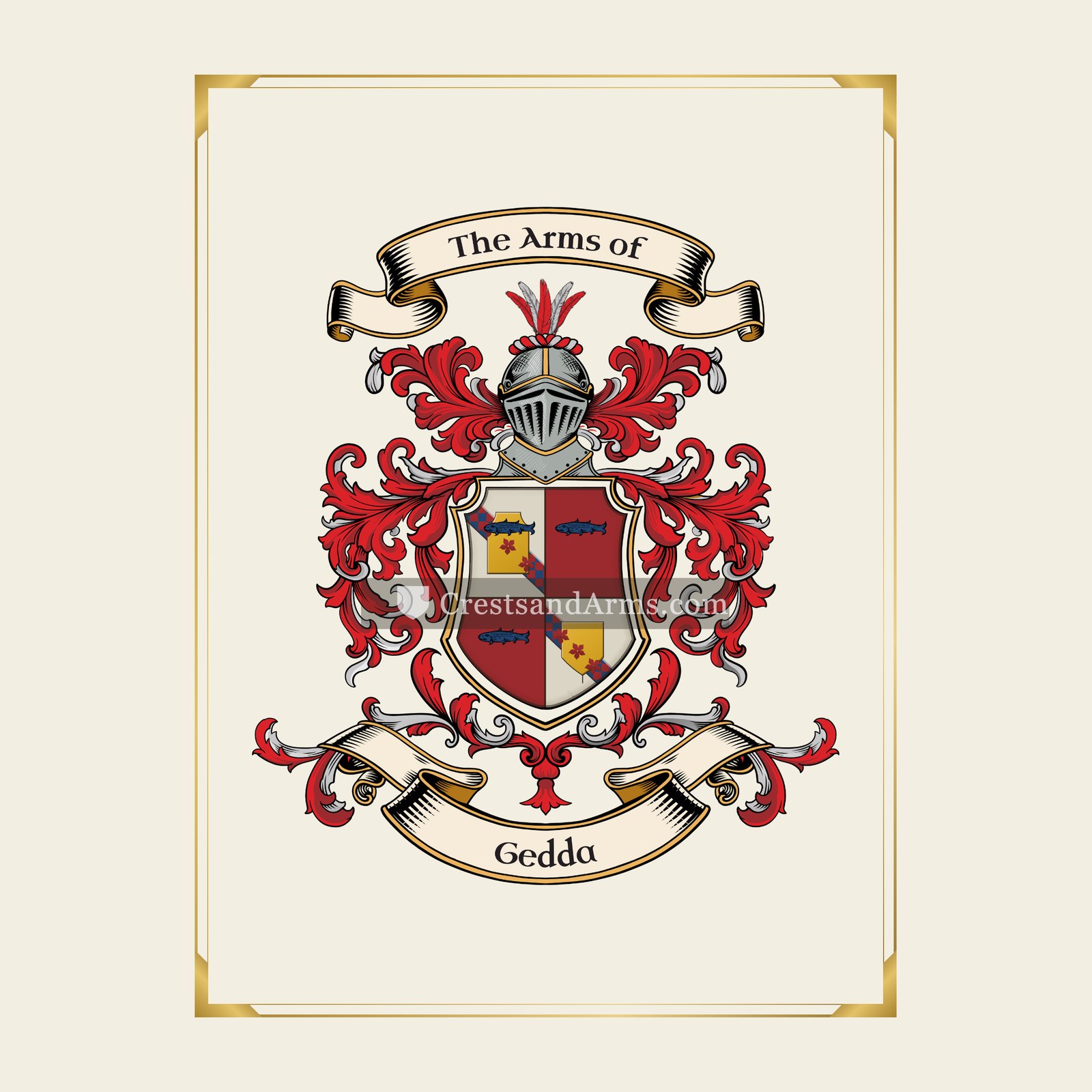 With gold border