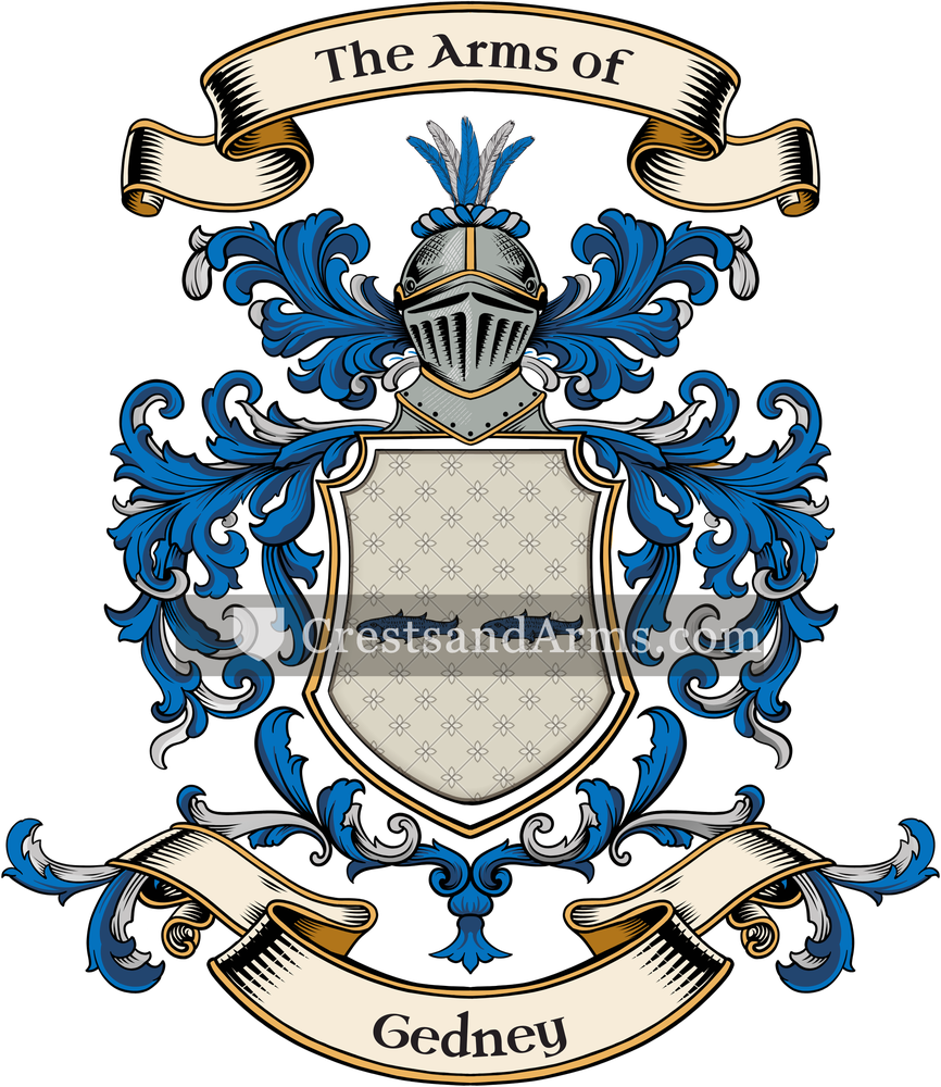 The Gedney coat of arms, drawn from the recorded blazon