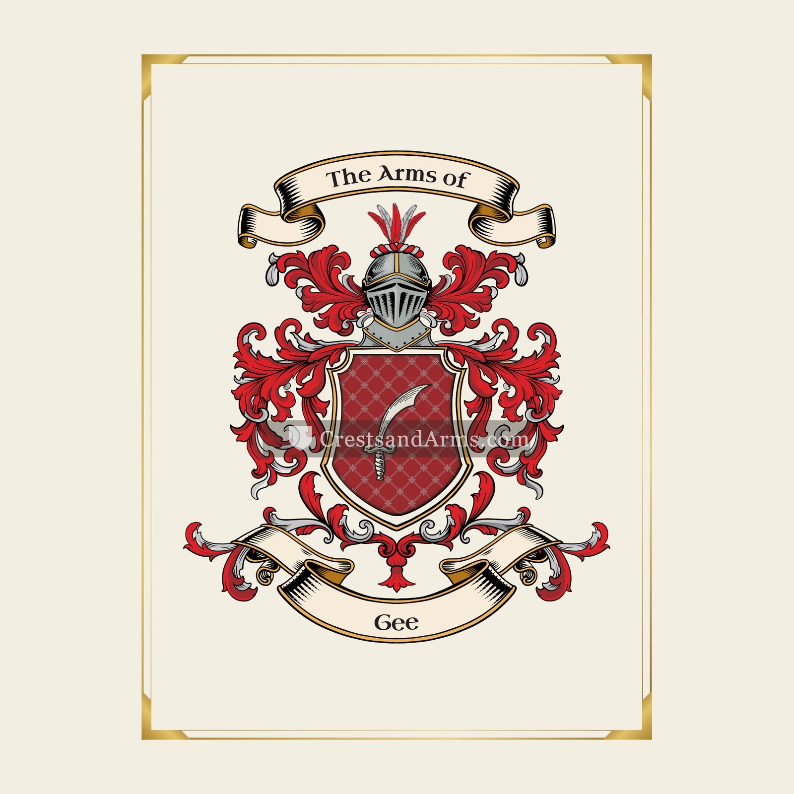 With gold border