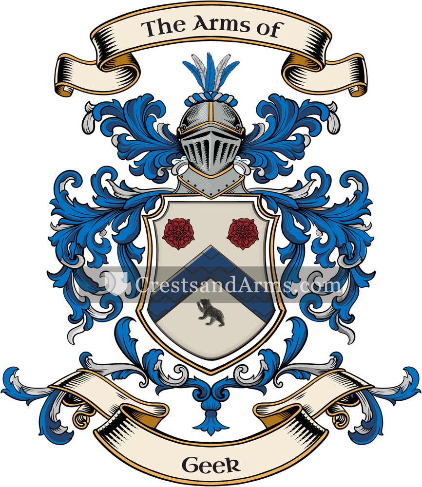 The Geek coat of arms, drawn from the recorded blazon
