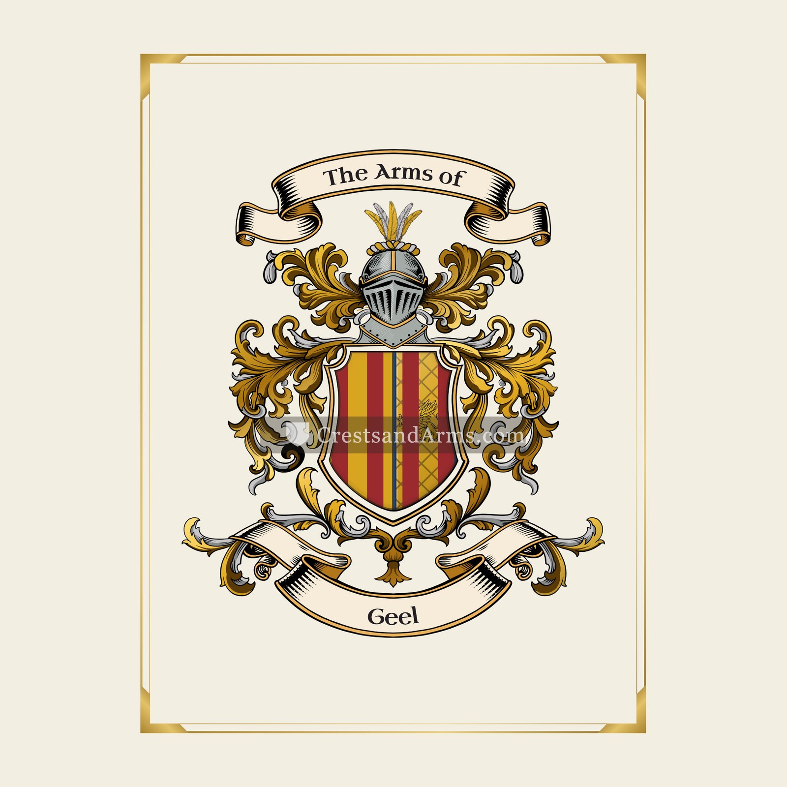 With gold border