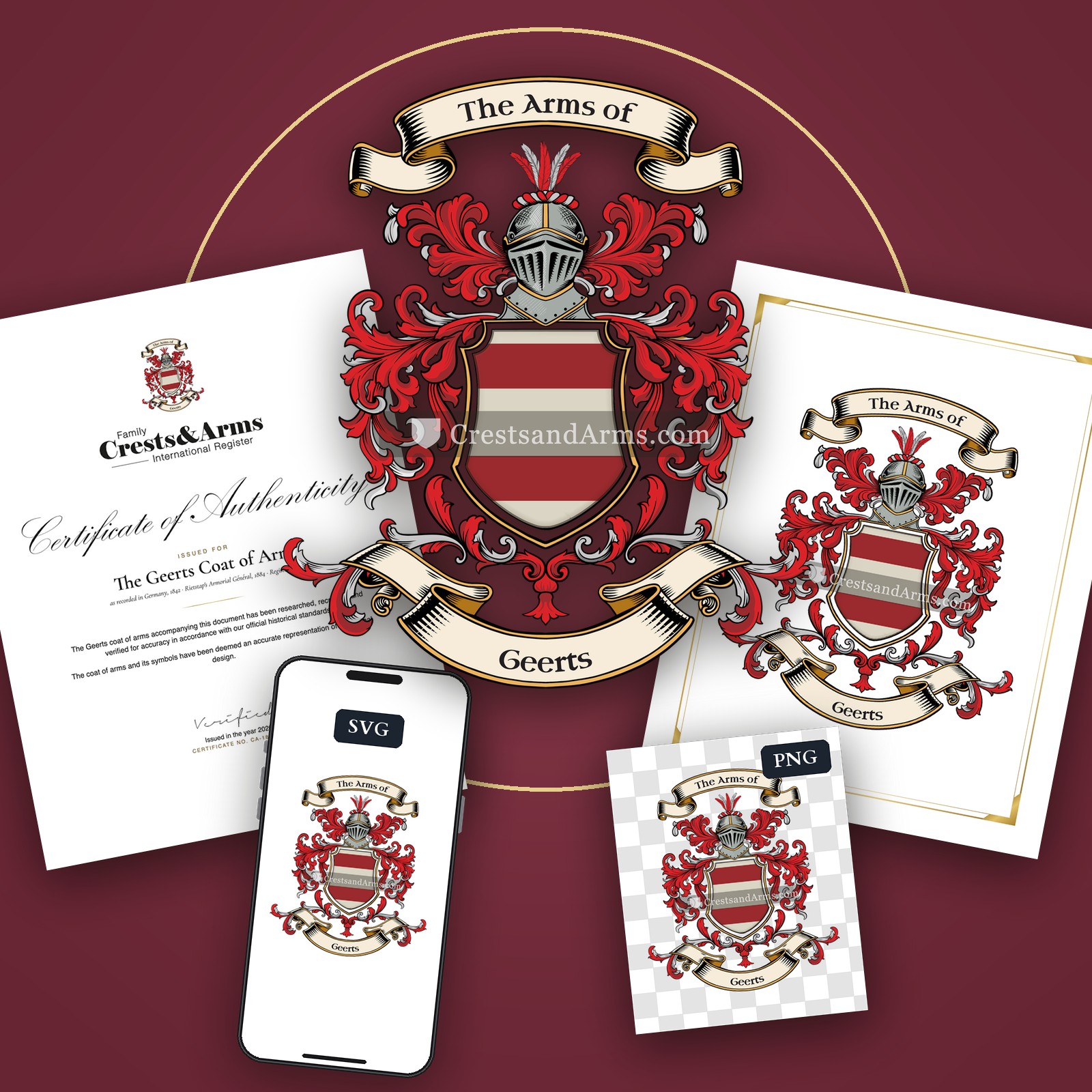 The Geerts arms on the coat of arms — digital pack