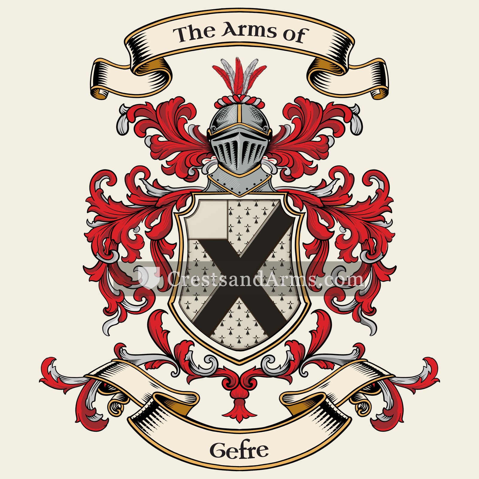 The Gefre coat of arms, drawn from the recorded blazon