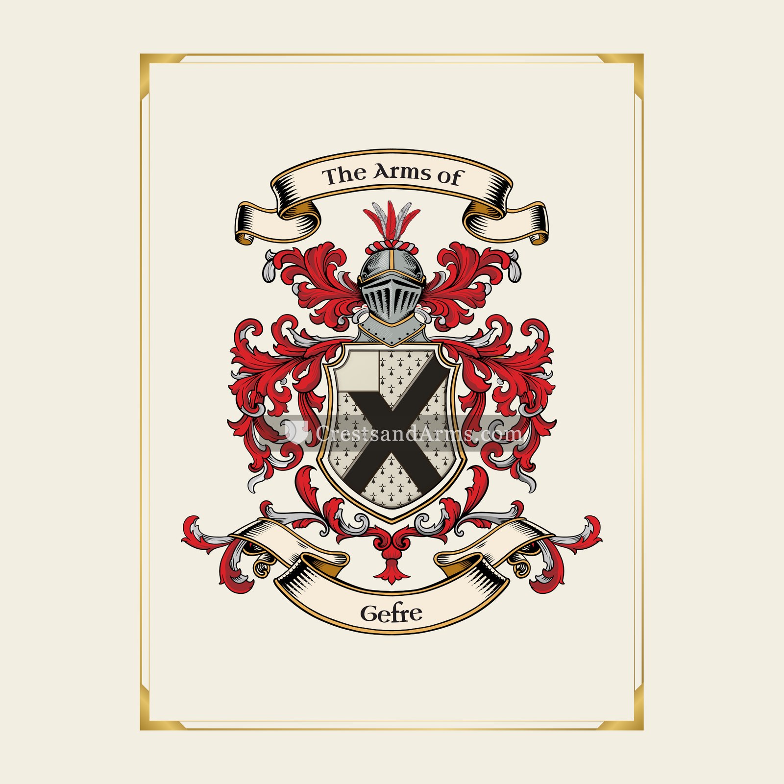 With gold border