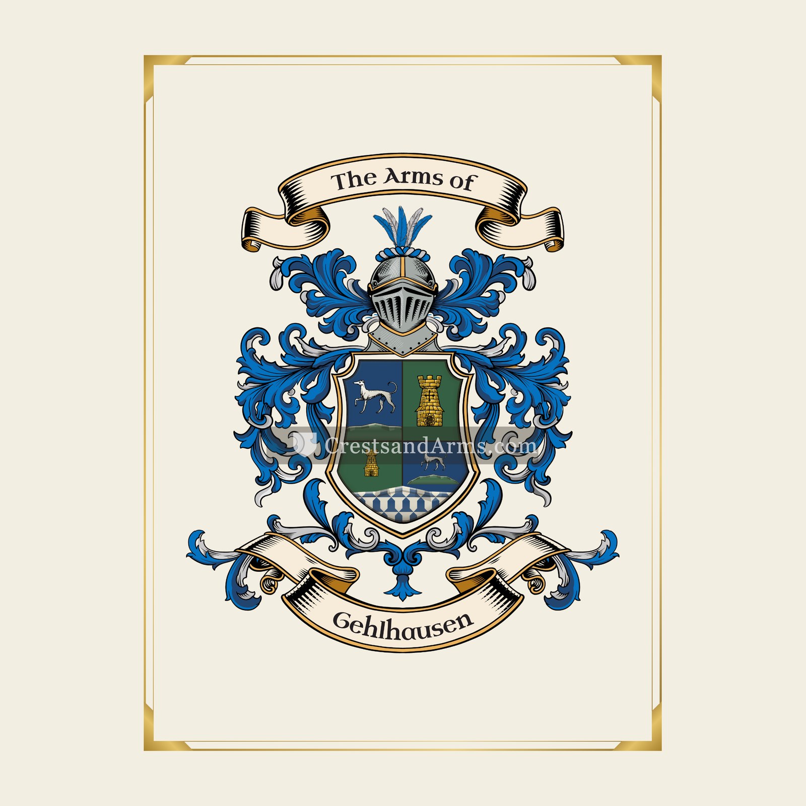 With gold border