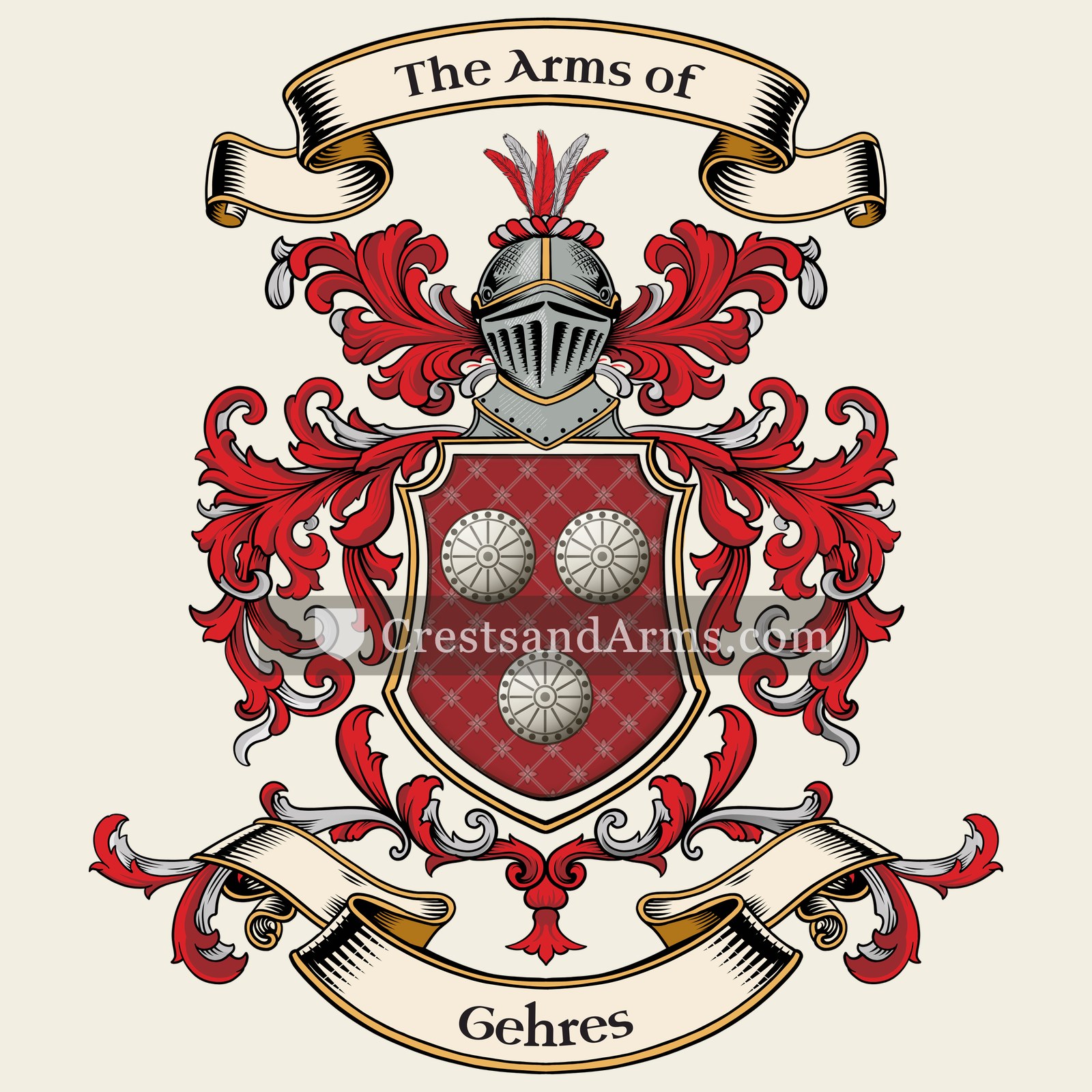 The Gehres coat of arms, drawn from the recorded blazon