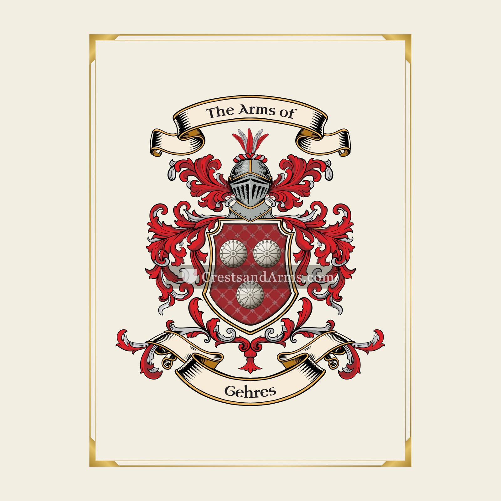 With gold border