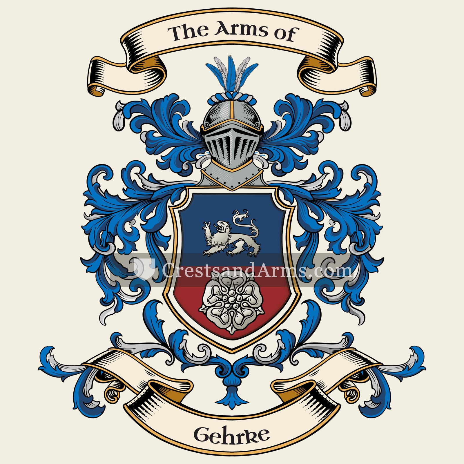 The Gehrke coat of arms, drawn from the recorded blazon