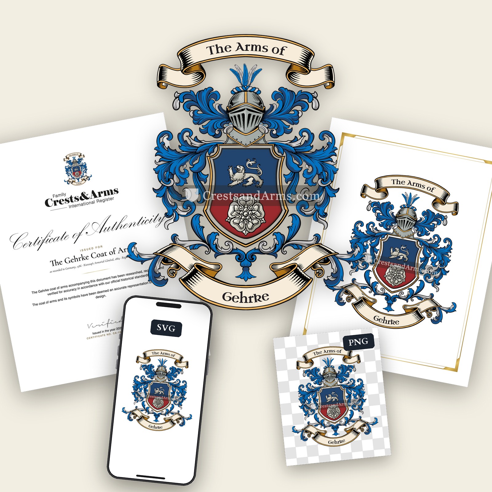 The Gehrke arms on the coat of arms — digital pack