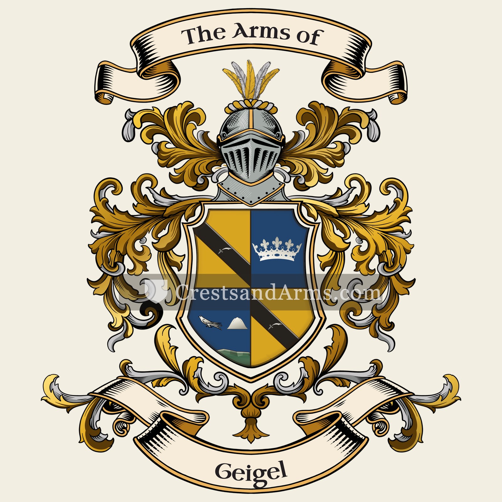 The Geigel coat of arms, drawn from the recorded blazon