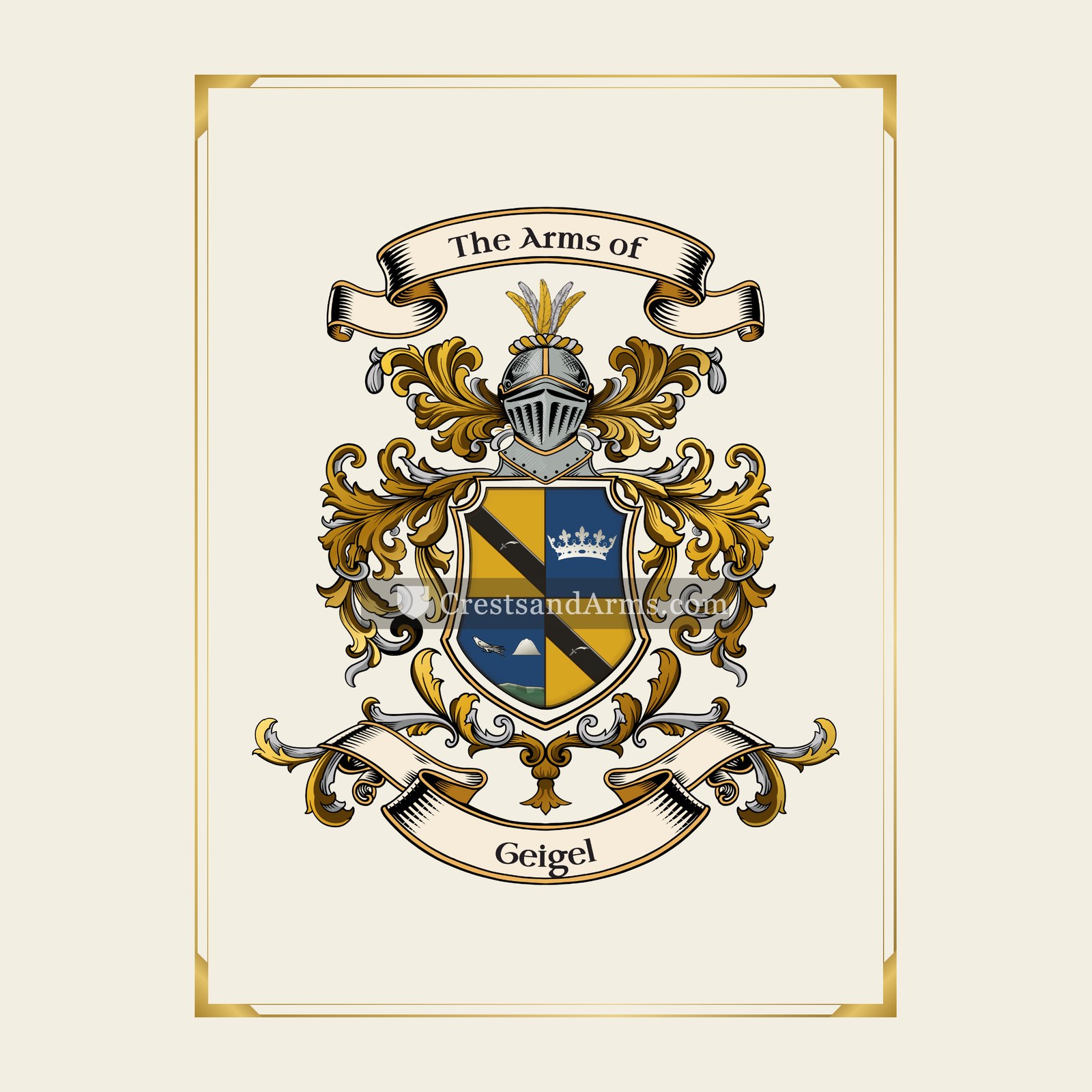 With gold border