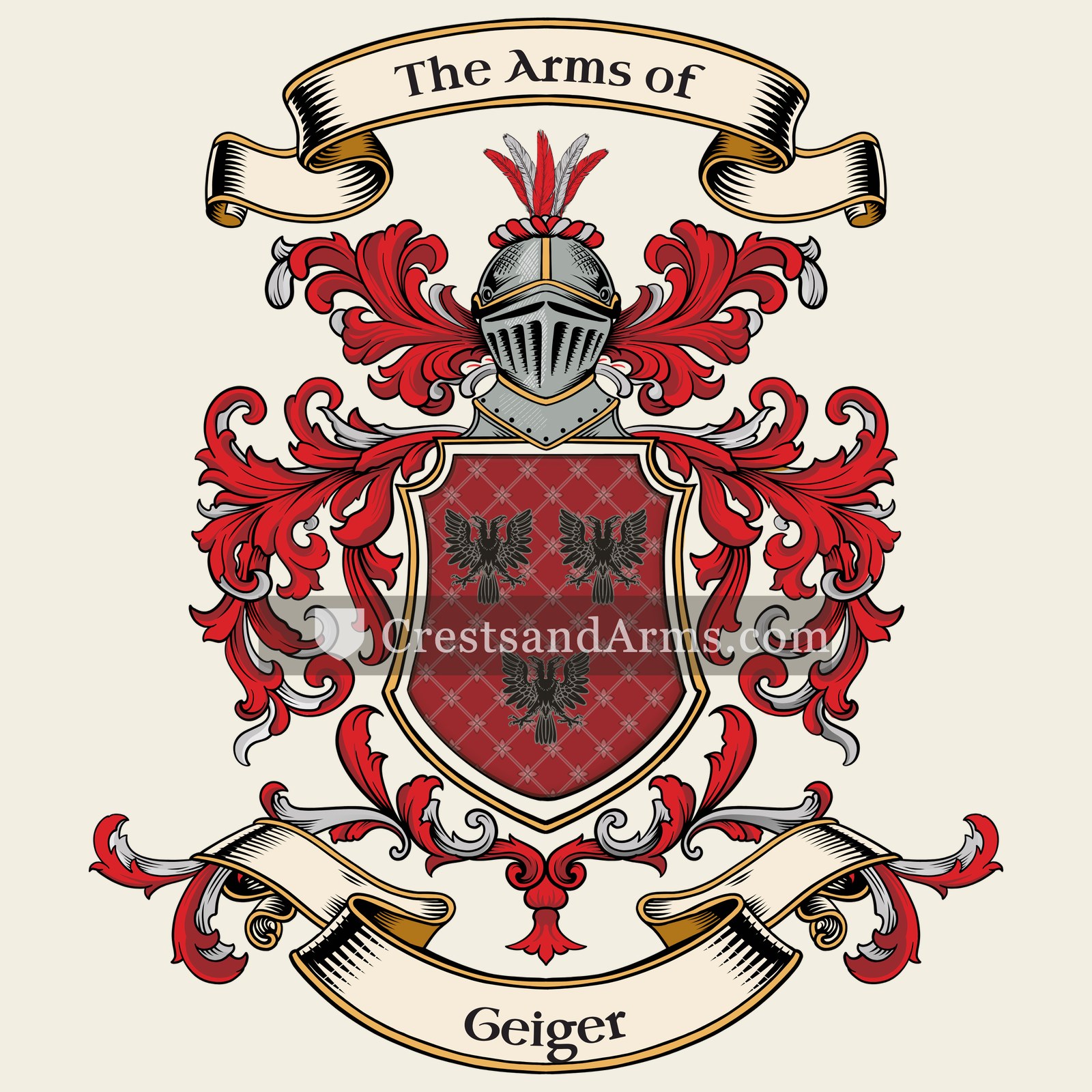 The Geiger coat of arms, drawn from the recorded blazon