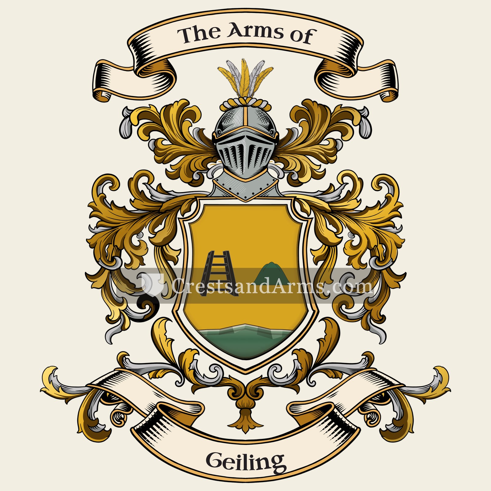 The Geiling coat of arms, drawn from the recorded blazon