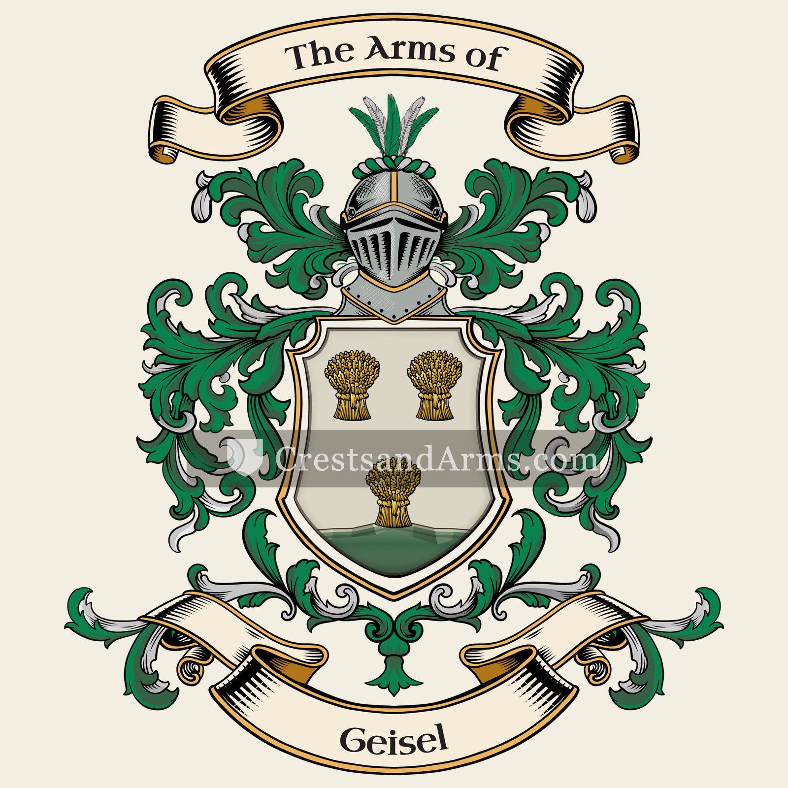 The Geisel coat of arms, drawn from the recorded blazon