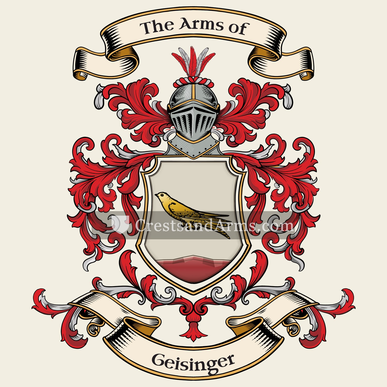 The Geisinger coat of arms, drawn from the recorded blazon