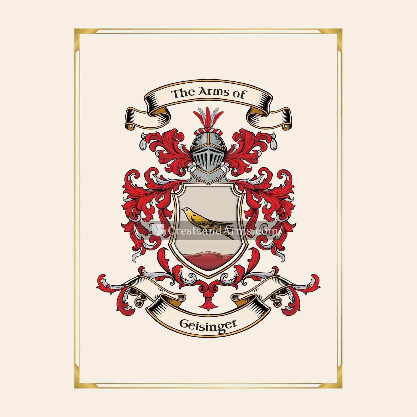 With gold border