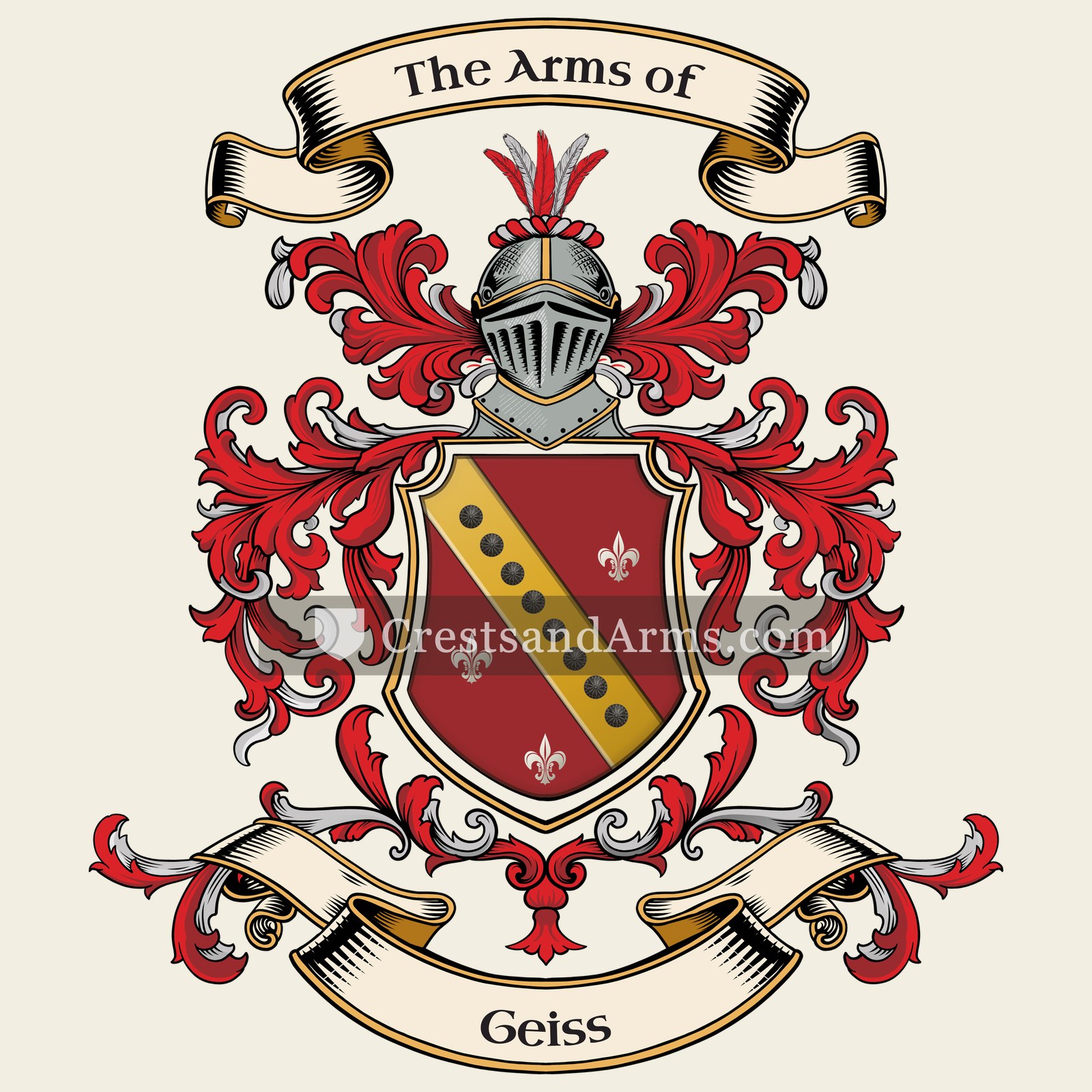 The Geiss coat of arms, drawn from the recorded blazon