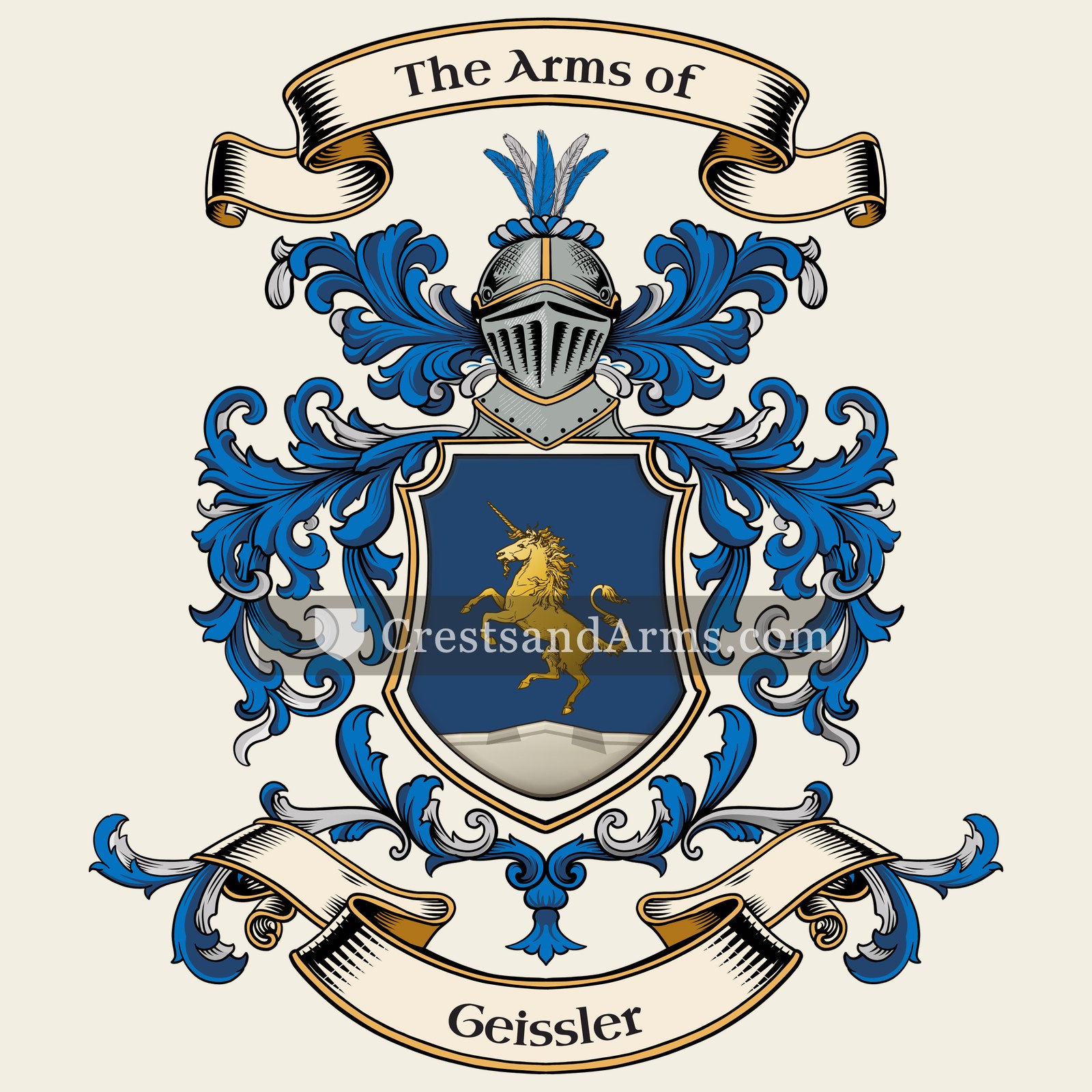 The Geissler coat of arms, drawn from the recorded blazon
