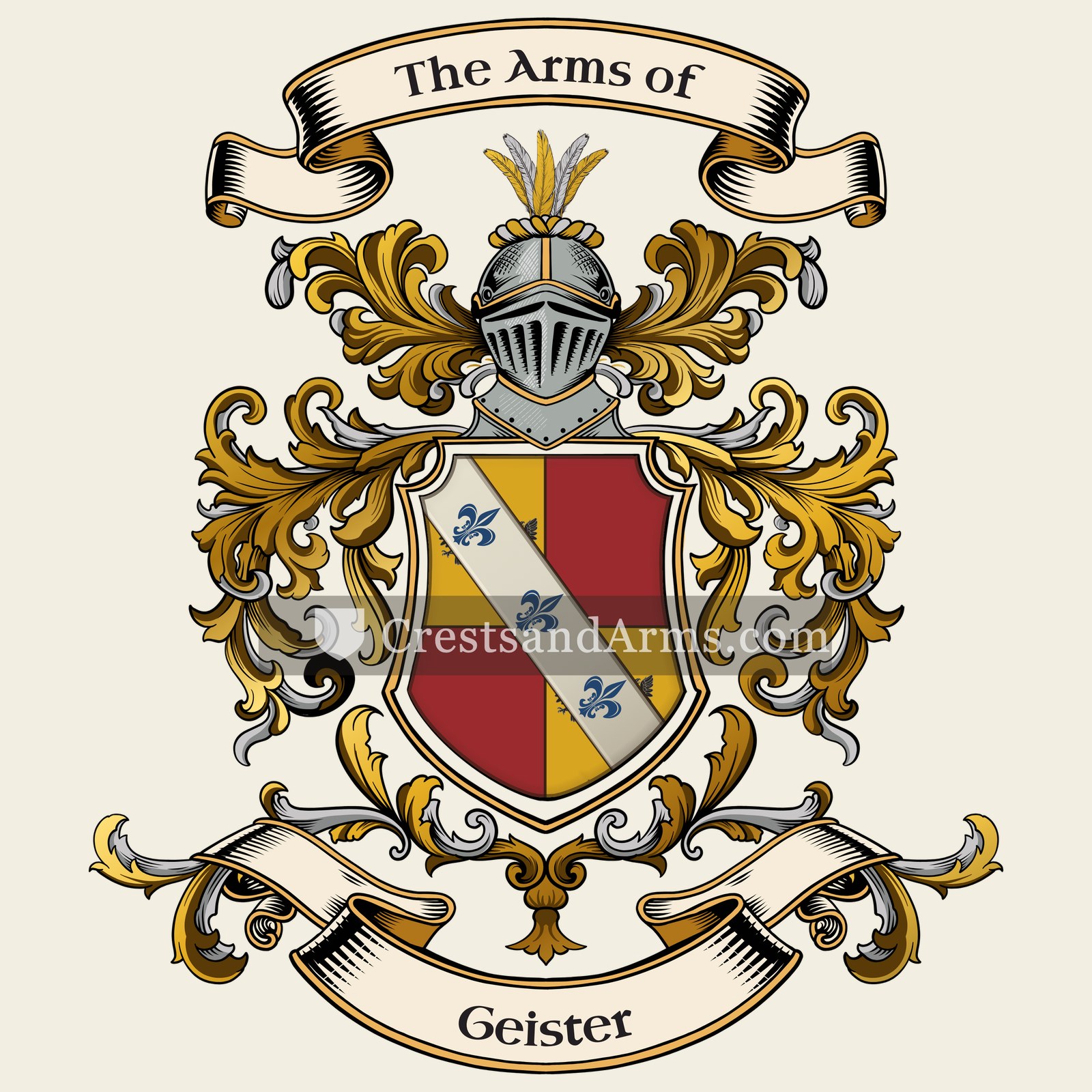 The Geister coat of arms, drawn from the recorded blazon