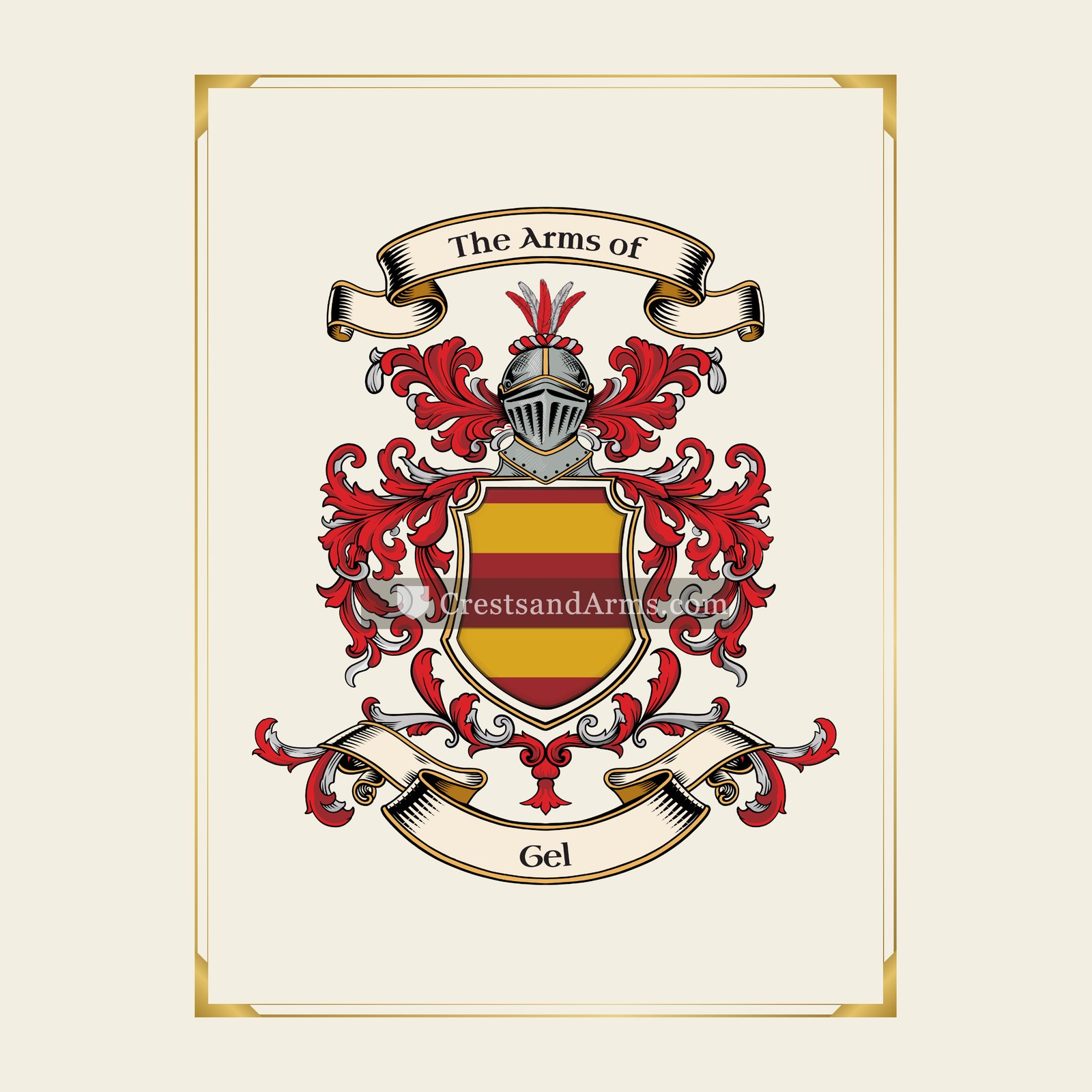 With gold border