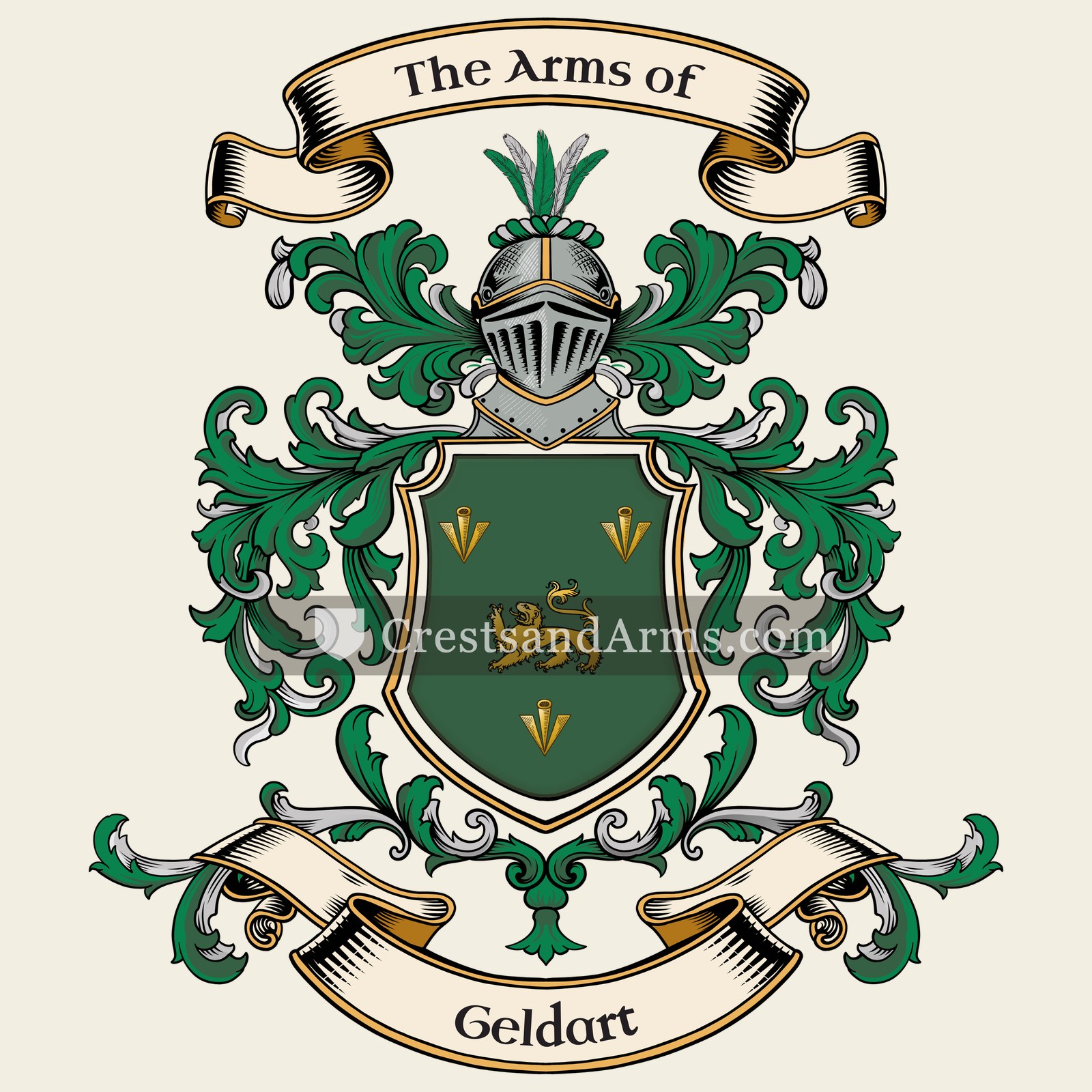 The Geldart coat of arms, drawn from the recorded blazon