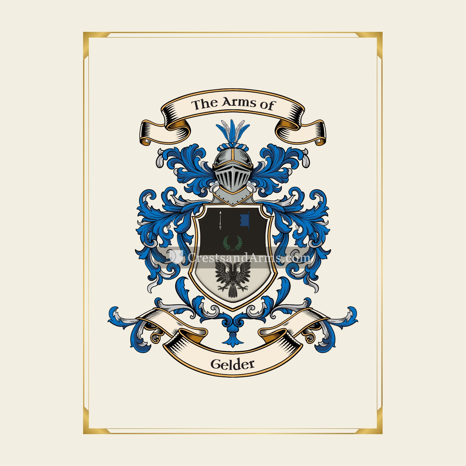 With gold border