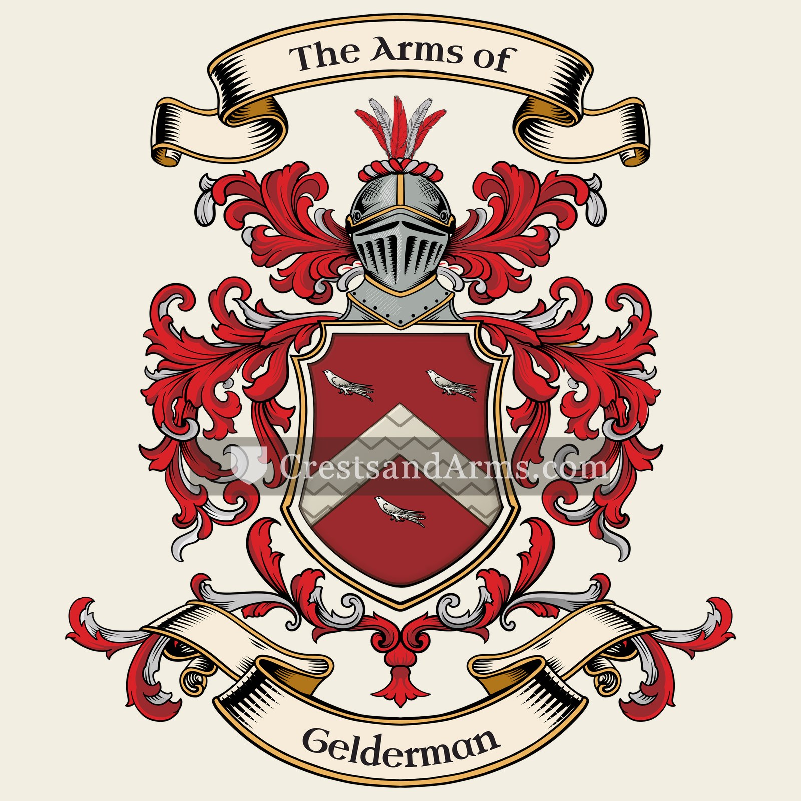 The Gelderman coat of arms, drawn from the recorded blazon
